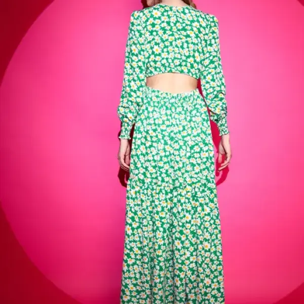 Sheetal Associates Women's Floral V-neck Green Dresses