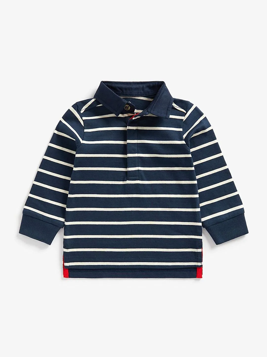 mothercare Boys Striped Polo Collar Cotton T-shirt