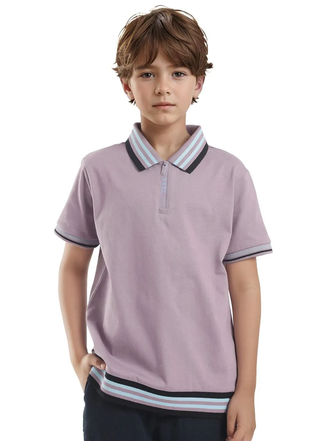 Rare Ones Boys Solid Zipper Polo